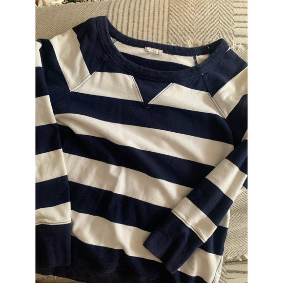 Blue and White Striped Gap Jersey Crewneck - Picture 5 of 5